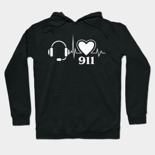 911 Dispatcher Heartbeat Thin Gold Line for Police Dispatch Hoodie